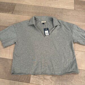 UNIVERSAL THREAD WOMENS GRAY CROPPED SHORT SLEEVE SWEATSHIRT LARGE NEW